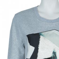 Carven Grey Chenille Embroidered Crewneck Sweatshirt S