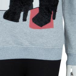Carven Grey Chenille Embroidered Crewneck Sweatshirt S