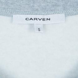 Carven Grey Chenille Embroidered Crewneck Sweatshirt S