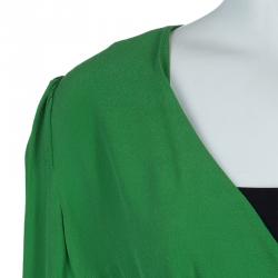 Carven Green Overlap Detail Long Sleeve Blouse M