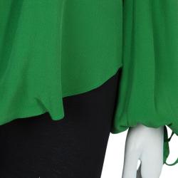 Carven Green Overlap Detail Long Sleeve Blouse M