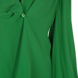 Carven Green Overlap Detail Long Sleeve Blouse M
