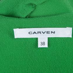Carven Green Overlap Detail Long Sleeve Blouse M