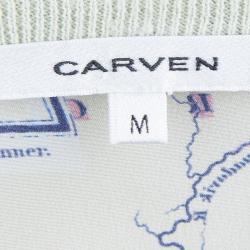 Carven Multicolor Map Printed Silk Sleeveless Top M