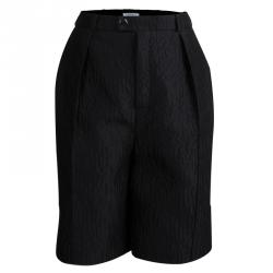 Carven Black Textured High Waist Bermuda Shorts L