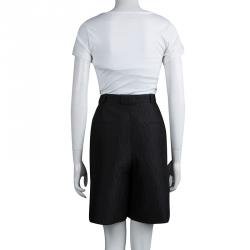 Carven Black Textured High Waist Bermuda Shorts L