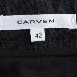 Carven Black Textured High Waist Bermuda Shorts L
