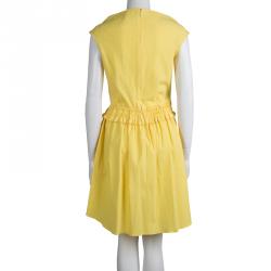 Carven Yellow Textured Cotton Sleeveless Dress L