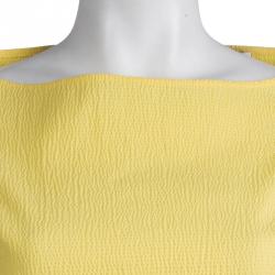 Carven Yellow Textured Cotton Sleeveless Dress L