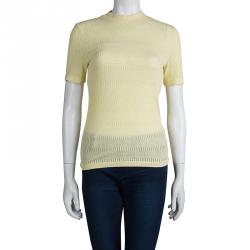 Carven Pastel Yellow Textured Knit Top M
