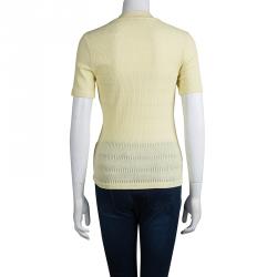 Carven Pastel Yellow Textured Knit Top M