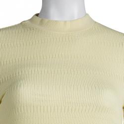 Carven Pastel Yellow Textured Knit Top M