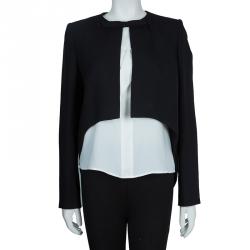 Carven Black Bow Detail High Low Hem Jacket M
