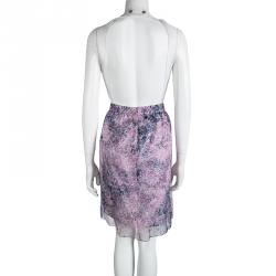 Carven Multicolor Floral Printed Organza Backless Dress M