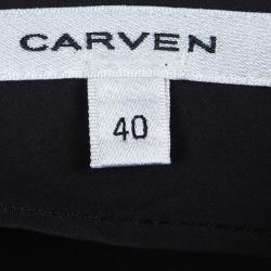Carven Black Corduroy Skirt Detail Asymmetric Dress M