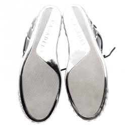 Pre Owned Casadei Black Leather Chain Detail Wedge Sneakers Size 41