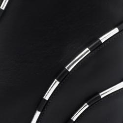 Pre Owned Casadei Black Leather Chain Detail Wedge Sneakers Size 41