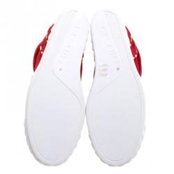 Pre Owned Casadei Red Suede High Top Wedge Sneakers Size 39