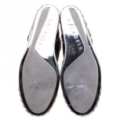 Pre Owned Casadei Black Leather Chain Detail Wedge Sneakers Size 40