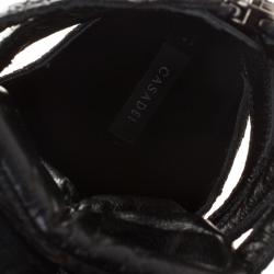 Pre Owned Casadei Black Python Cut Out Wedge High Top Sneakers Size 41