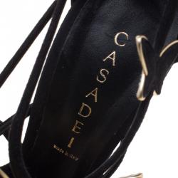 Pre Owned Casadei Black Suede Camilla Belle Butterfly Strappy Sandals Size 39