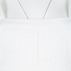 Pre Owned Catherine Malandrino White Pintucked Draped Sleeve Detail Dress M