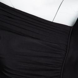 Catherine Malandrino Black Jersey Ruched Draped Long Sleeve Dress S