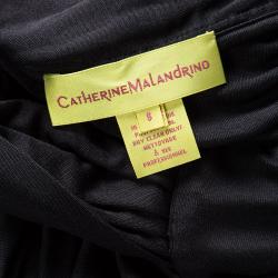 Catherine Malandrino Black Jersey Ruched Draped Long Sleeve Dress S