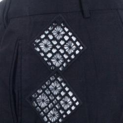 Pre Owned Catherine Malandrino Black Crochet Detail Bermuda Shorts S