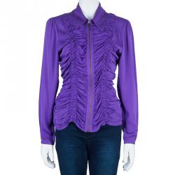 Pre Owned Catherine Malandrino Purple Ruched Zip Top XL