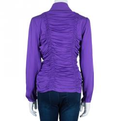 Pre Owned Catherine Malandrino Purple Ruched Zip Top XL