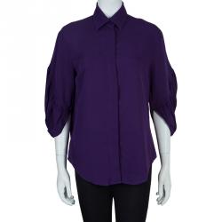 Catherine Malandrino Purple Long Sleeve Silk Blouse S