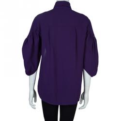 Catherine Malandrino Purple Long Sleeve Silk Blouse S