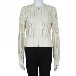 Pre Owned جاكيت كاثرين مالاندرينو جلد كريمي بتفريغات شفافة M