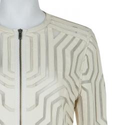 Pre Owned جاكيت كاثرين مالاندرينو جلد كريمي بتفريغات شفافة M