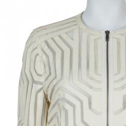 Pre Owned جاكيت كاثرين مالاندرينو جلد كريمي بتفريغات شفافة M