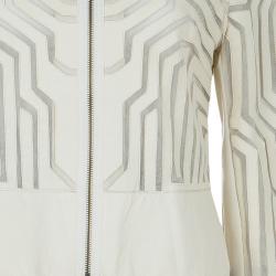 Pre Owned جاكيت كاثرين مالاندرينو جلد كريمي بتفريغات شفافة M