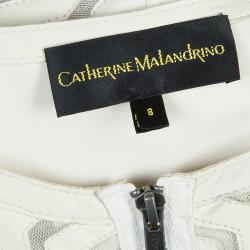 Pre Owned جاكيت كاثرين مالاندرينو جلد كريمي بتفريغات شفافة M