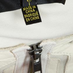 Pre Owned جاكيت كاثرين مالاندرينو جلد كريمي بتفريغات شفافة M