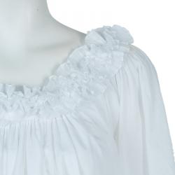 Catherine Malandrino White Ruffle Detail Cotton Blouse M