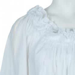 Catherine Malandrino White Ruffle Detail Cotton Blouse M