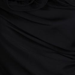 Pre Owned Catherine Malandrino Black Silk Ruched Frill Detail One Shoulder Dress M 