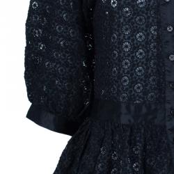 Pre Owned Catherine Malandrino Black Lace Peplum Top M