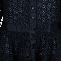 Pre Owned Catherine Malandrino Black Lace Peplum Top M