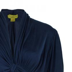 Pre Owned Catherine Malandrino Navy Wrap Detail Top M