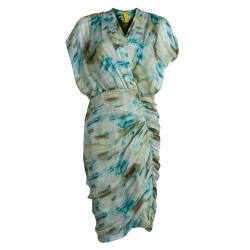 Pre Owned Catherine Malandrino Multicolor Printed Silk Ruched Dress M