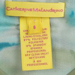 Pre Owned Catherine Malandrino Multicolor Printed Silk Ruched Dress M