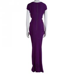 Malandrino Purple Silk Ruffle Detail Draped Gown M
