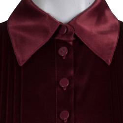 Catherine Malandrino Maroon Silk Belted Shirt Dress S
