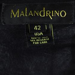 Malandrino Black Silk Ruffle Detail Gathered Maxi Dress M 